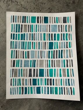 Abstract Teal and Gray Geometric Print